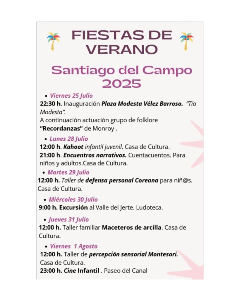 Fiestas De Verano 2025 Santiago Del Campo Programa