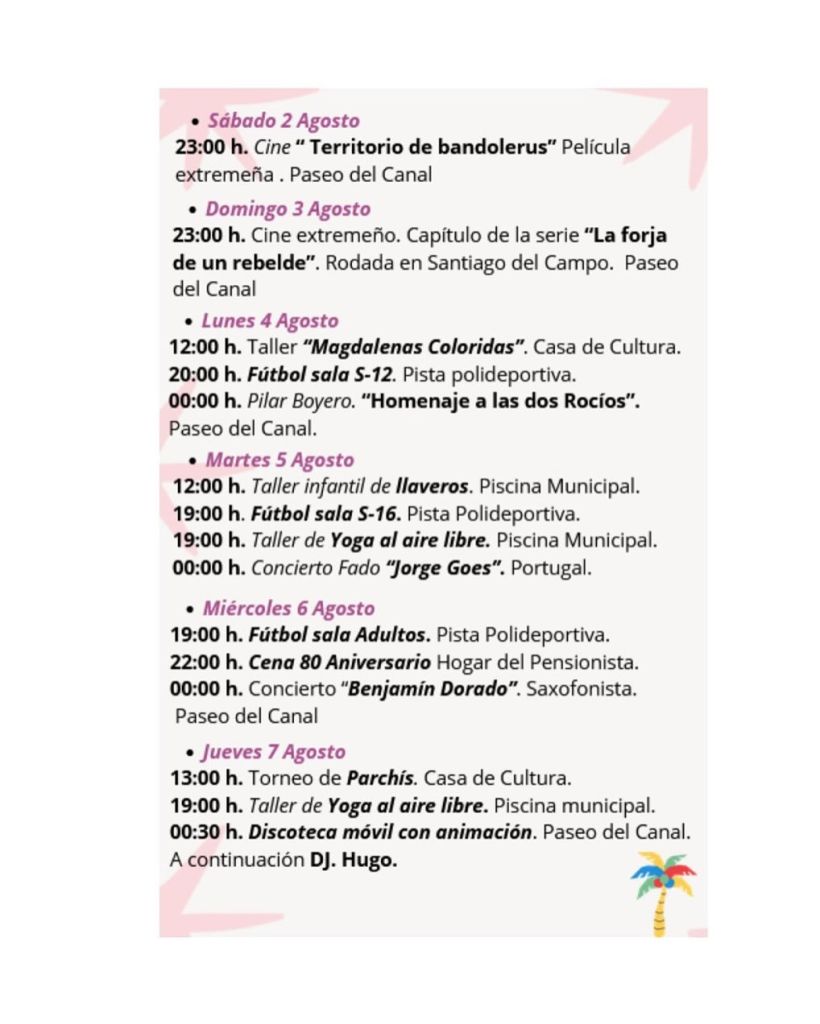 Fiestas De Verano 2025 Santiago Del Campo Programa